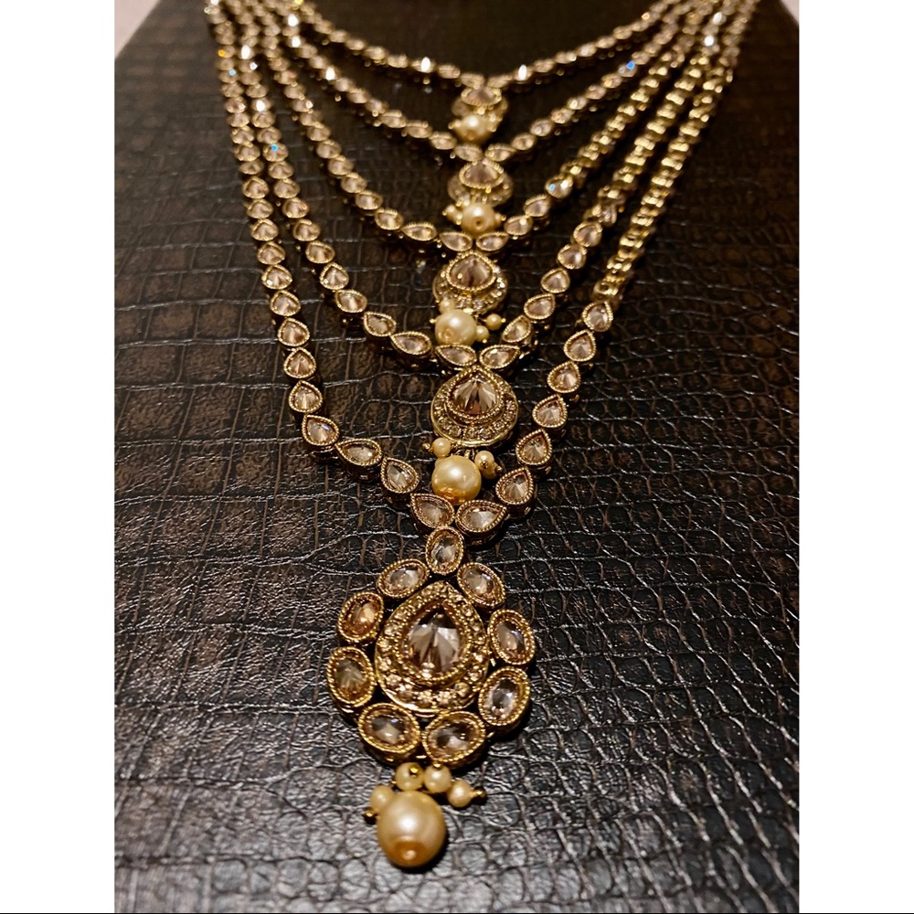 Indian Jewelry - Bronze Gold Stone Necklace